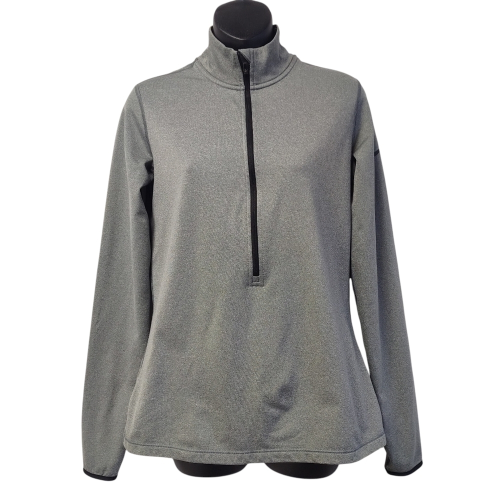 Nike Women's Gray Long Sleeve Half Zipper Fleece Lined Sweatshirt Size L